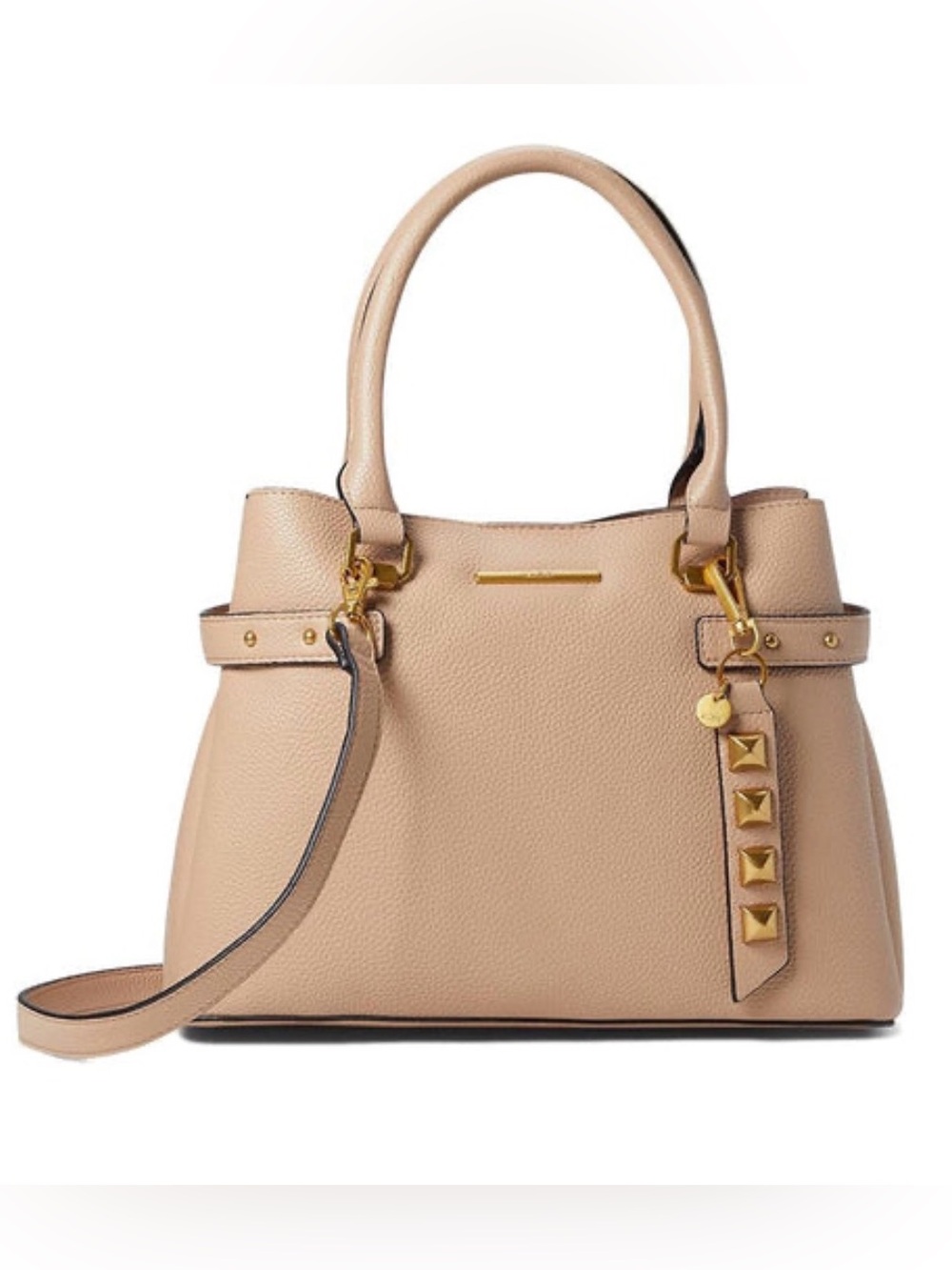 NWOT! ALDO Structured Pebbled Leather Satchel Handbag in Beige